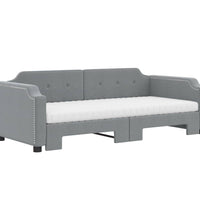 Tagesbett Ausziehbar mit Matratze Hellgrau 80x200 cm Stoff