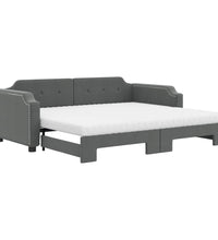 Tagesbett Ausziehbar mit Matratzen Dunkelgrau 80x200 cm Stoff