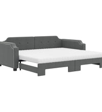 Tagesbett Ausziehbar mit Matratzen Dunkelgrau 90x200 cm Stoff