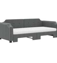 Tagesbett Ausziehbar mit Matratzen Dunkelgrau 90x200 cm Stoff