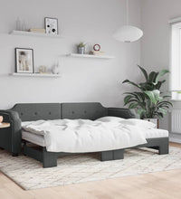 Tagesbett Ausziehbar mit Matratzen Dunkelgrau 90x200 cm Stoff