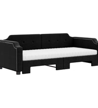 Tagesbett Ausziehbar mit Matratzen Schwarz 90x200 cm Stoff