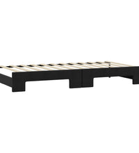 Tagesbett Ausziehbar mit Matratzen Schwarz 90x200 cm Stoff