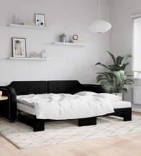 Tagesbett Ausziehbar mit Matratzen Schwarz 90x200 cm Stoff