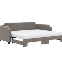 Tagesbett Ausziehbar mit Matratzen Taupe 90x200 cm Stoff