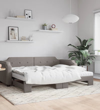 Tagesbett Ausziehbar mit Matratzen Taupe 90x200 cm Stoff