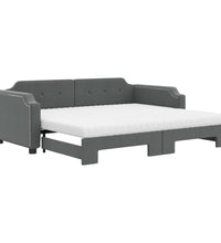 Tagesbett Ausziehbar mit Matratzen Dunkelgrau 100x200 cm Stoff