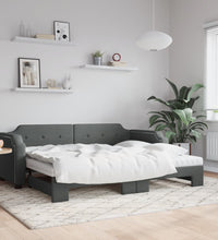 Tagesbett Ausziehbar mit Matratzen Dunkelgrau 100x200 cm Stoff