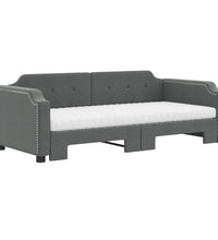 Tagesbett Ausziehbar mit Matratzen Dunkelgrau 90x190 cm Stoff