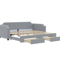 Tagesbett Ausziehbar mit Schubladen Hellgrau 80x200 cm Stoff