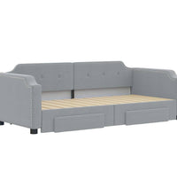 Tagesbett Ausziehbar mit Schubladen Hellgrau 80x200 cm Stoff