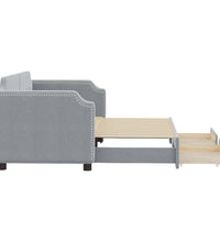 Tagesbett Ausziehbar mit Schubladen Hellgrau 80x200 cm Stoff