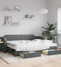 Tagesbett Ausziehbar mit Schubladen Dunkelgrau 80x200 cm Stoff