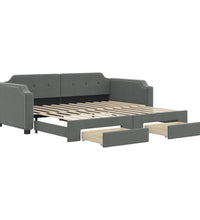 Tagesbett Ausziehbar mit Schubladen Dunkelgrau 90x200 cm Stoff