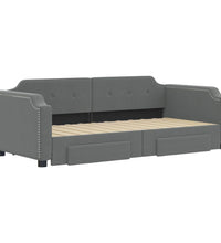 Tagesbett Ausziehbar mit Schubladen Dunkelgrau 90x200 cm Stoff