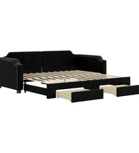 Tagesbett Ausziehbar mit Schubladen Schwarz 90x200 cm Stoff