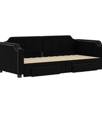 Tagesbett Ausziehbar mit Schubladen Schwarz 90x200 cm Stoff