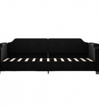 Tagesbett Ausziehbar mit Schubladen Schwarz 90x200 cm Stoff