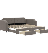 Tagesbett Ausziehbar mit Schubladen Taupe 90x200 cm Stoff