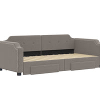 Tagesbett Ausziehbar mit Schubladen Taupe 90x200 cm Stoff