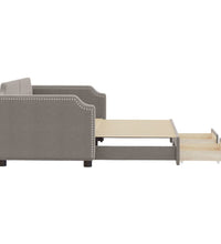 Tagesbett Ausziehbar mit Schubladen Taupe 90x200 cm Stoff