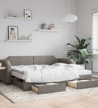 Tagesbett Ausziehbar mit Schubladen Taupe 90x200 cm Stoff
