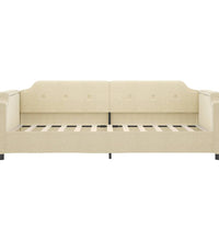 Tagesbett Ausziehbar mit Schubladen Creme 90x200 cm Stoff