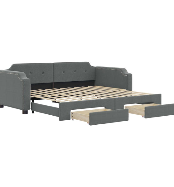 Tagesbett Ausziehbar mit Schubladen Dunkelgrau 100x200 cm Stoff
