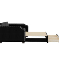 Tagesbett Ausziehbar mit Schubladen Schwarz 100x200 cm Stoff
