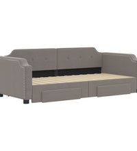 Tagesbett Ausziehbar mit Schubladen Taupe 100x200 cm Stoff