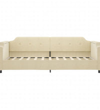 Tagesbett Ausziehbar mit Schubladen Creme 100x200 cm Stoff