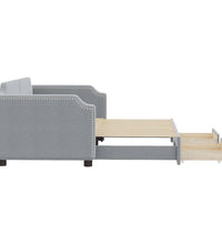 Tagesbett Ausziehbar mit Schubladen Hellgrau 90x190 cm Stoff