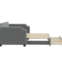 Tagesbett Ausziehbar mit Schubladen Dunkelgrau 90x190 cm Stoff