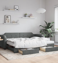 Tagesbett Ausziehbar mit Schubladen Dunkelgrau 90x190 cm Stoff