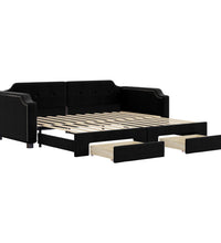 Tagesbett Ausziehbar mit Schubladen Schwarz 90x190 cm Stoff