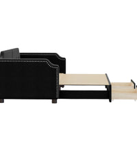 Tagesbett Ausziehbar mit Schubladen Schwarz 90x190 cm Stoff