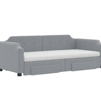 Tagesbett Ausziehbar mit Schubladen Hellgrau 80x200 cm Stoff