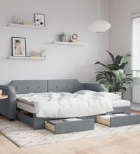 Tagesbett Ausziehbar mit Schubladen Hellgrau 80x200 cm Stoff