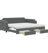 Tagesbett Ausziehbar mit Schubladen Dunkelgrau 80x200 cm Stoff