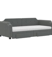 Tagesbett Ausziehbar mit Schubladen Dunkelgrau 80x200 cm Stoff