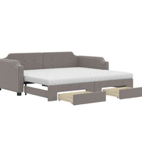 Tagesbett Ausziehbar mit Schubladen Taupe 80x200 cm Stoff