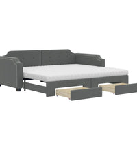 Tagesbett Ausziehbar mit Schubladen Dunkelgrau 90x200 cm Stoff