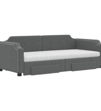Tagesbett Ausziehbar mit Schubladen Dunkelgrau 90x200 cm Stoff