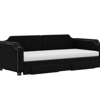 Tagesbett Ausziehbar mit Schubladen Schwarz 90x200 cm Stoff