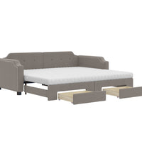 Tagesbett Ausziehbar mit Schubladen Taupe 90x200 cm Stoff