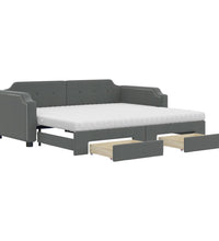 Tagesbett Ausziehbar mit Schubladen Dunkelgrau 100x200 cm Stoff