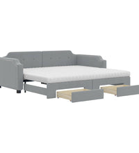 Tagesbett Ausziehbar mit Schubladen Hellgrau 90x190 cm Stoff
