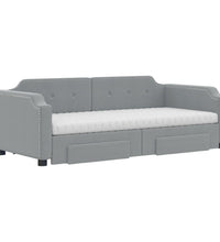 Tagesbett Ausziehbar mit Schubladen Hellgrau 90x190 cm Stoff