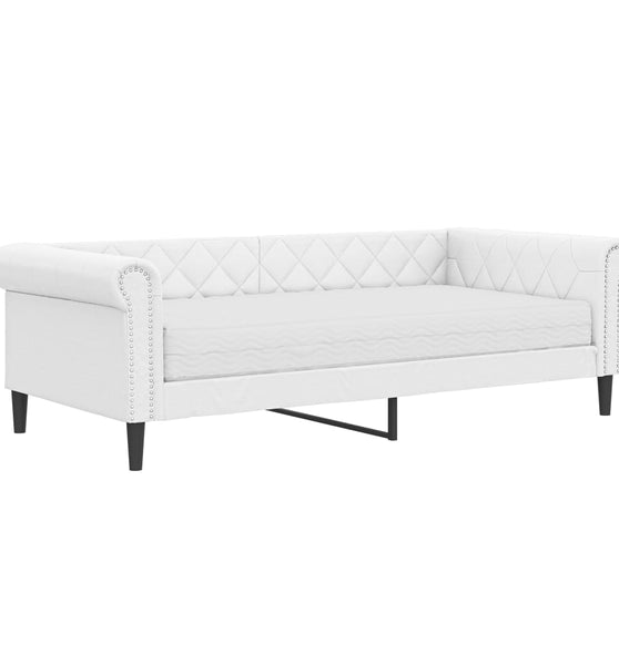 Tagesbett mit Matratze Weiß 90x200 cm Kunstleder