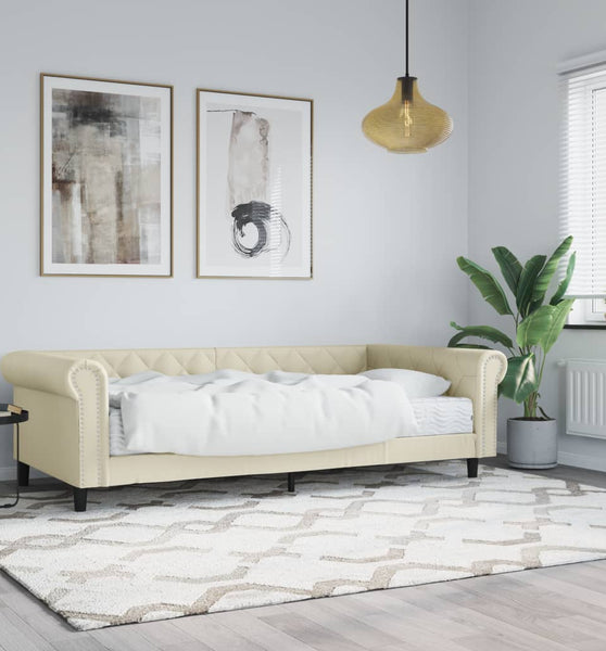Tagesbett mit Matratze Creme 90x200 cm Kunstleder